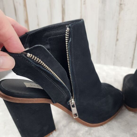 Steve Madden Valencia Leather Open Toe Sandals Black Size 9.5 - Picture 6 of 10